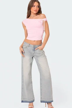 Lace Bow Asymmetric Top