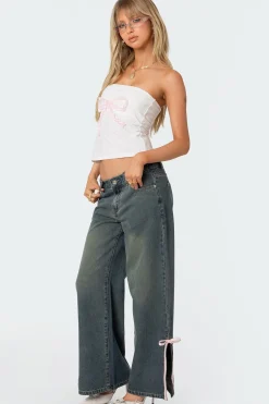 Lace Bow Built In Bra Tube Top