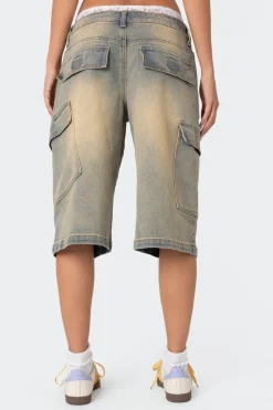 Lace Boxer Denim Bermuda Shorts