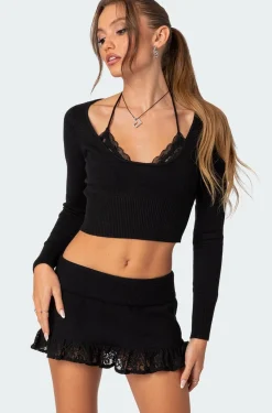 Lace Bra Detail Knit Top