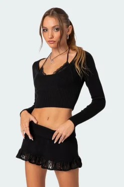 Lace Bra Detail Knit Top