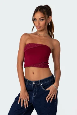 Lace Patchwork Tube Top