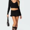 Lace Ruffle Knit Mini Skirt