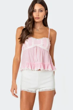 Lace Trim Babydoll Tank Top