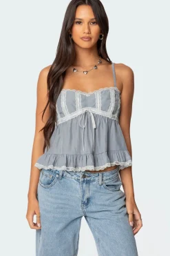 Lace Trim Babydoll Tank Top