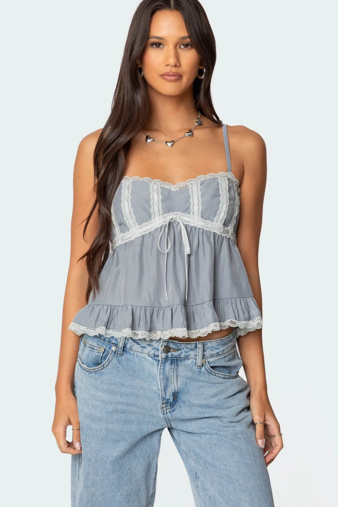 Lace Trim Babydoll Tank Top