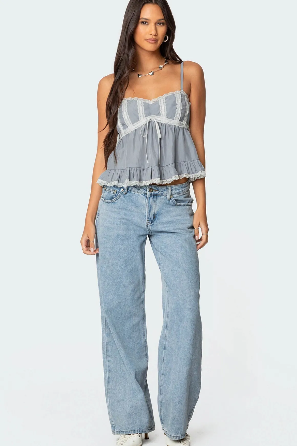 Lace Trim Babydoll Tank Top
