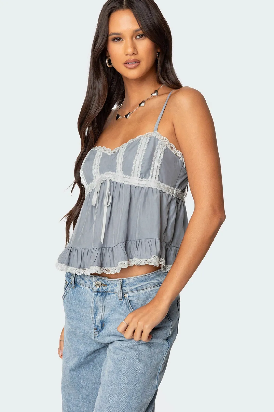 Lace Trim Babydoll Tank Top