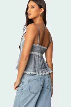 Lace Trim Babydoll Tank Top