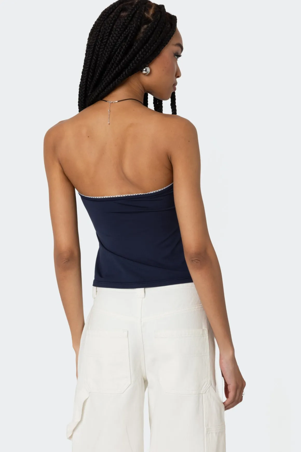 Lace Trim Split Front Tube Top