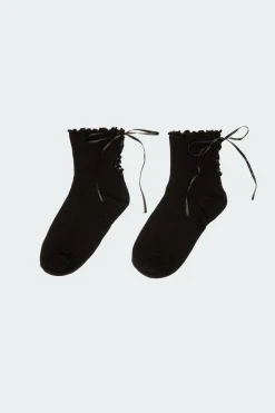 Lace Up Frilled Socks