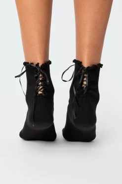 Lace Up Frilled Socks