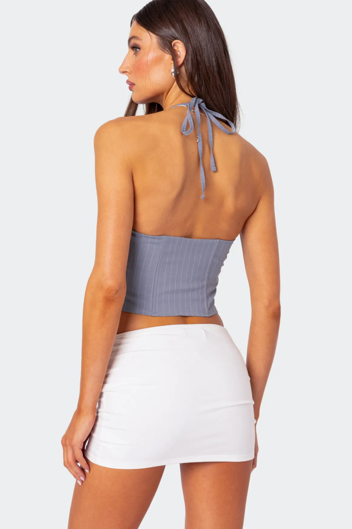 Lace Up Pinstripe Corset