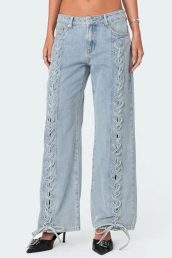 Laced Up Low Rise Jeans