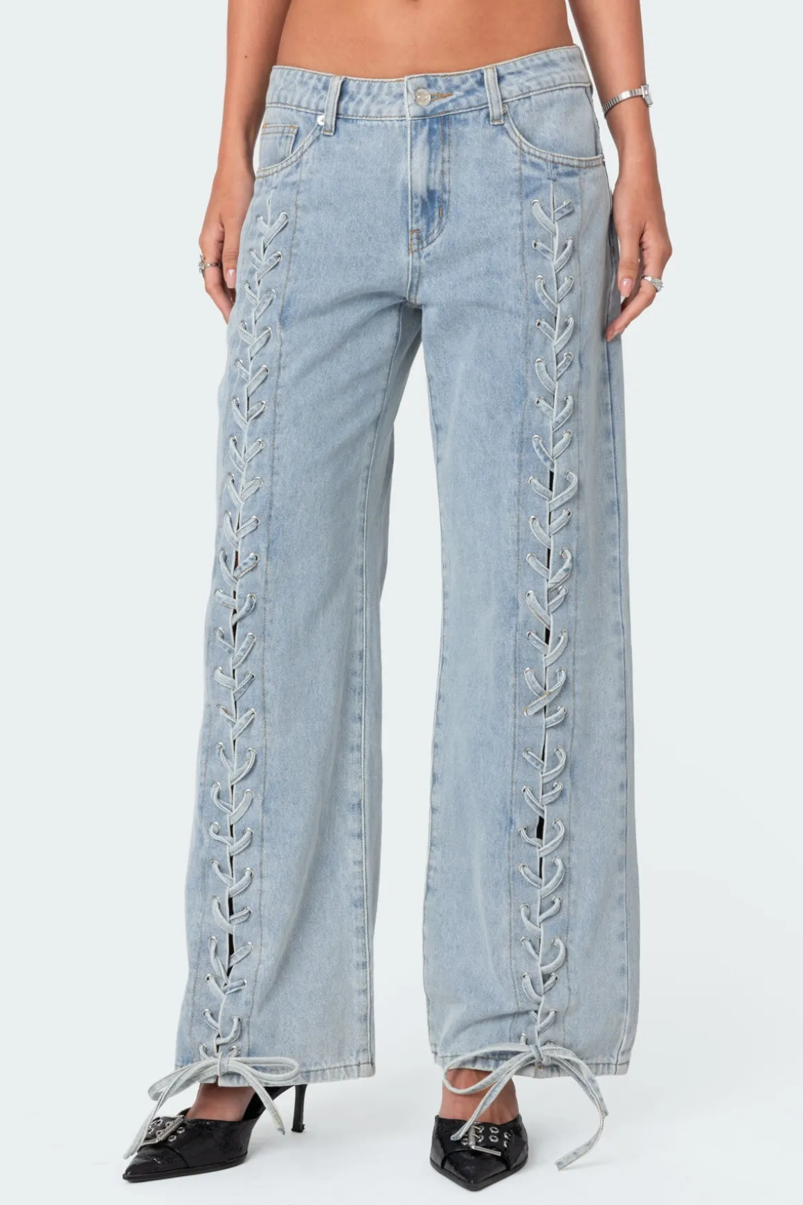Laced Up Low Rise Jeans