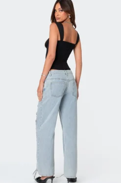 Laced Up Low Rise Jeans