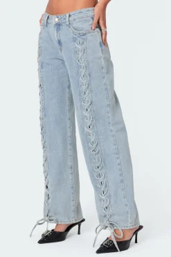 Laced Up Low Rise Jeans