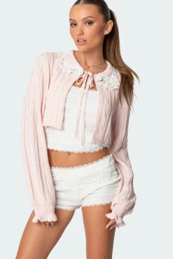 Lacey Collared Cable Knit Cardigan