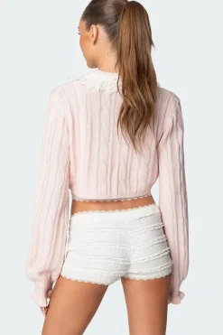 Lacey Collared Cable Knit Cardigan