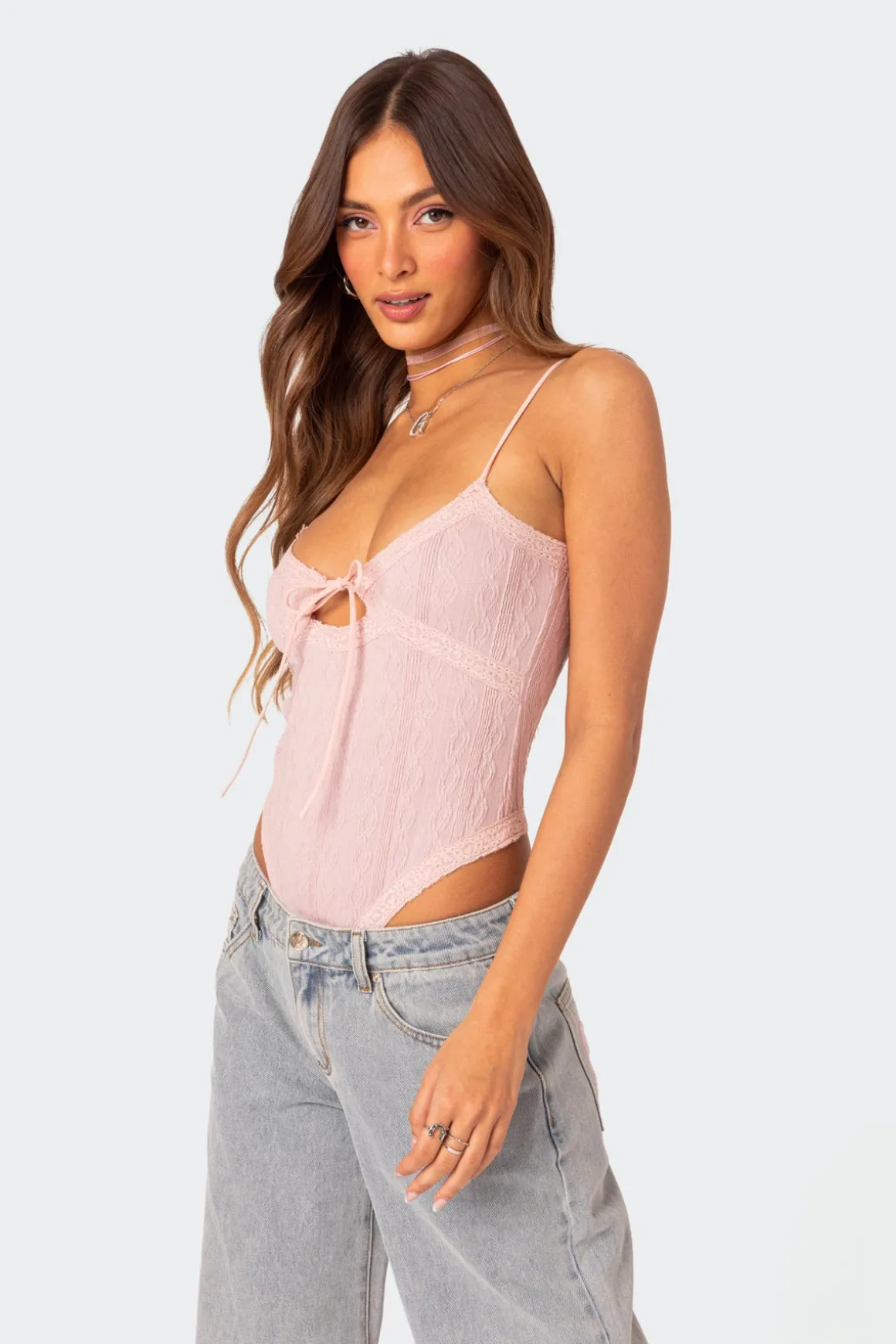 Lacey Knit Cut Out Bodysuit