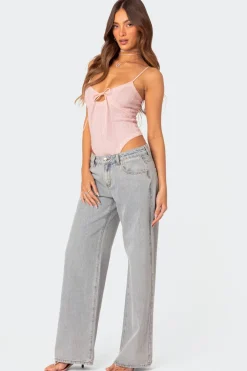 Lacey Knit Cut Out Bodysuit