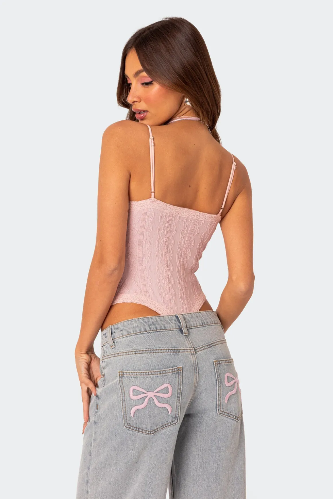 Lacey Knit Cut Out Bodysuit