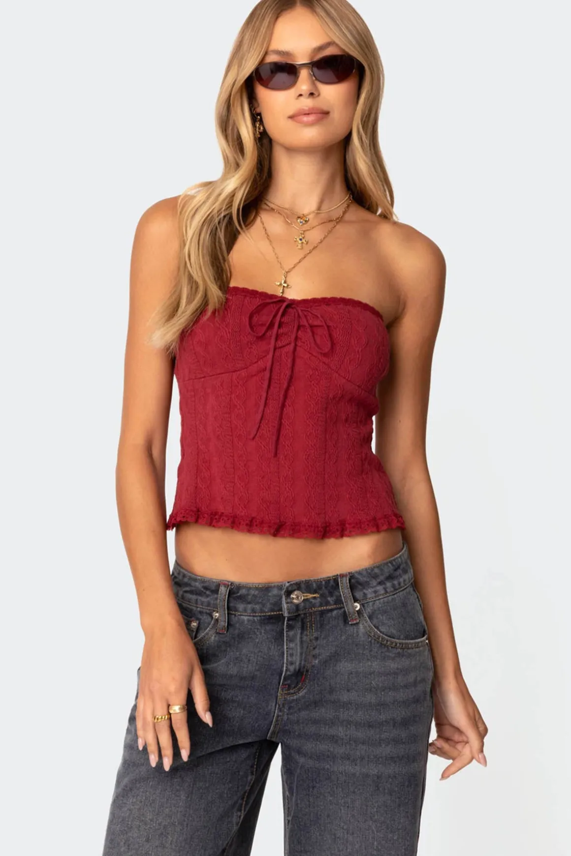 Lacey Knit Tube Top