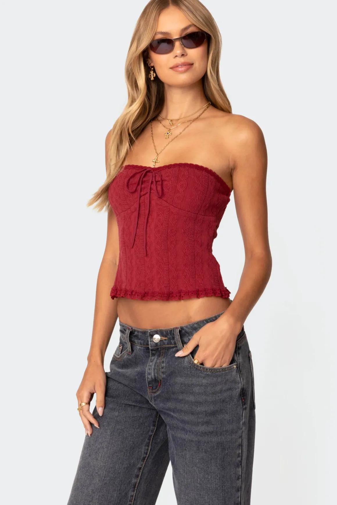 Lacey Knit Tube Top