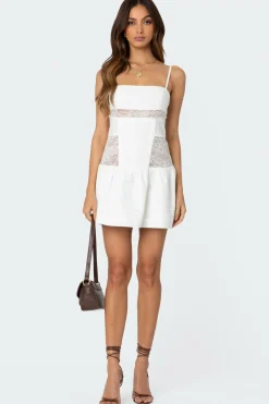 Lacey Linen Look Mini Dress