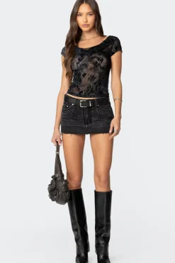 Lacey Mesh Cowl Neck Top