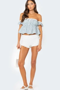 Lacey Ruffle Trim Fold Over Shorts
