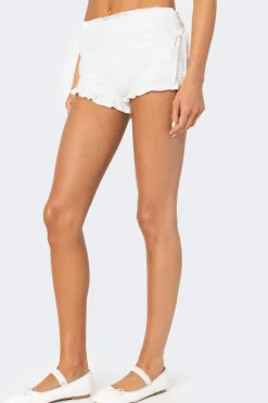 Lacey Ruffle Trim Fold Over Shorts