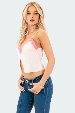 Lacey Satin Slit Crop Top