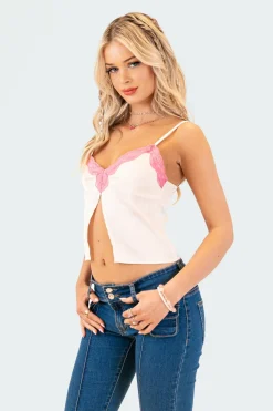 Lacey Satin Slit Crop Top