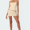 Lady Printed Low Rise Mesh Mini Skirt