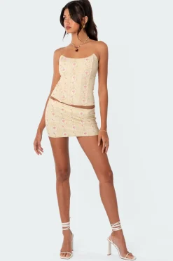Lady Printed Low Rise Mesh Mini Skirt