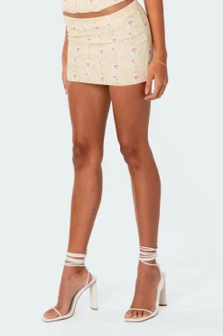 Lady Printed Low Rise Mesh Mini Skirt