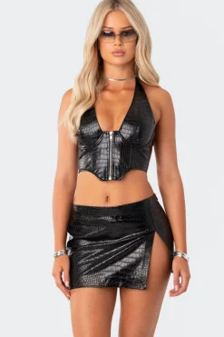 Lana Faux Croc Leather Corset