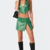 Lana Faux Croc Leather Slitted Skirt