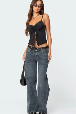 Landon Drawstring Split Front Top