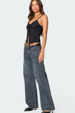 Landon Drawstring Split Front Top