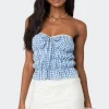 Lanna Gingham Elastic Scrunch Top