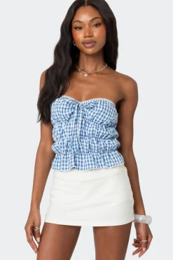 Lanna Gingham Elastic Scrunch Top