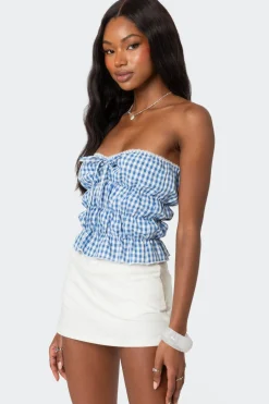 Lanna Gingham Elastic Scrunch Top