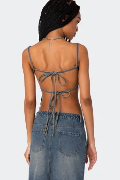 Lassy Washed Denim Bralette
