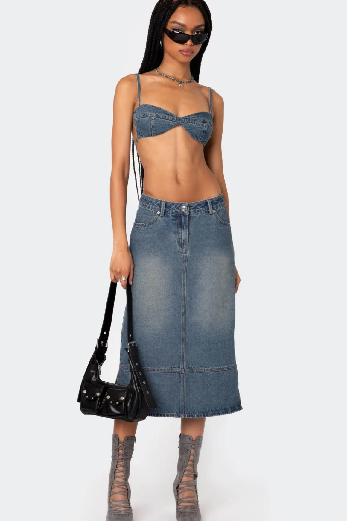Lassy Washed Denim Bralette