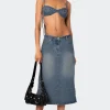 Lassy Washed Denim Midi Skirt