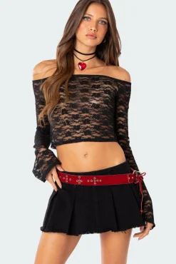 Laura Off Shoulder Sheer Lace Top