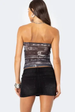 Layered Belt Mesh Tube Top