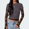 Layered Lace Sleeve T Shirt